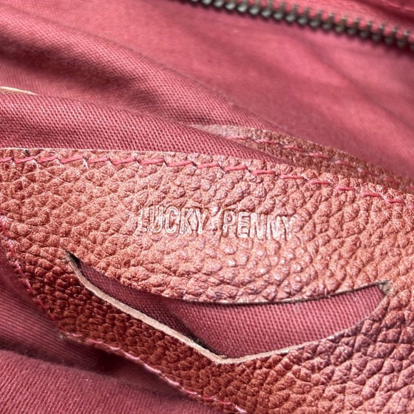 Lucky Penny Hobo Shoulder Bag Cotton with‎ Red Leather Leaf Accent Anthropologie - Picture 12 of 14